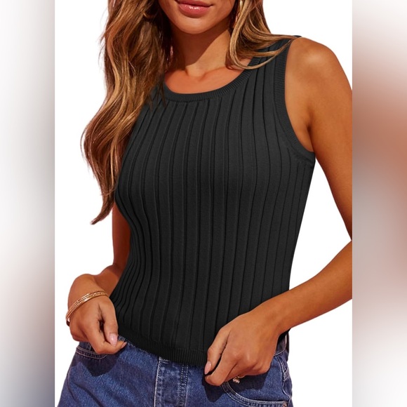 Dokotoo Sweaters - NWT Women’s Solid Black Sleeveless Ribbed Crewneck Sweater